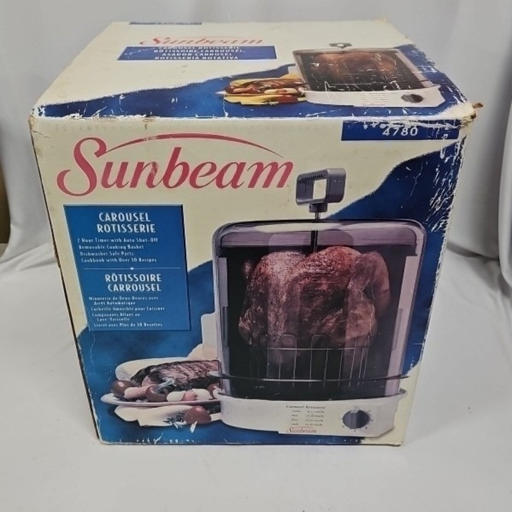 Sunbeam Carousel Rotisserie 4780 Vertical Countertop Oven White Vintage